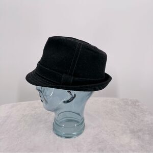 Angela & William Black Wool Fedora Size S/M Unisex w/ Paisley Lining EUC